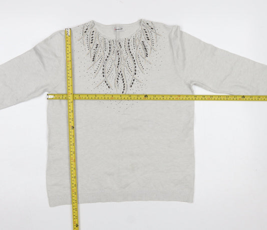 Womens UK Size 10/12 Damart Grey Pullover Jumper