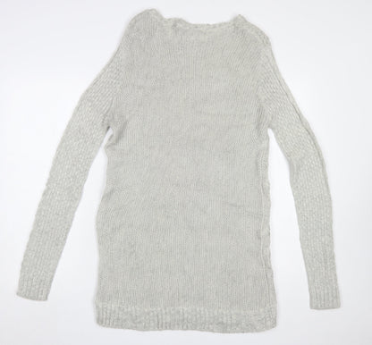 Dorothy Perkins Women Grey Cable Knit Long Sleeve Jumper UK 10