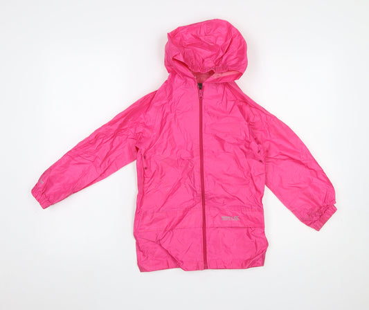 Regatta Girls Pink Hooded Lightweight Rain Coat 5-6 Years Waterproof Jacket