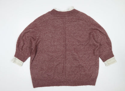 Next Women Purple V-Neck 2XL Relaxed Pullover Jumper