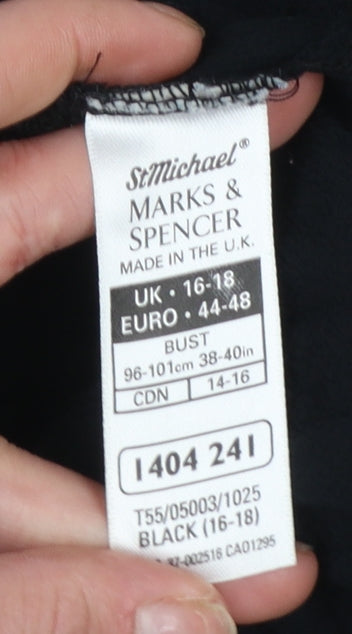 Womens UK Size 16-18 Marks and Spencer Black Basic Button-Up