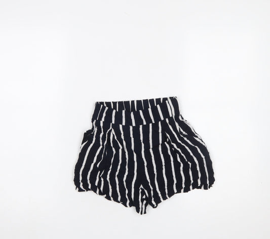 H&M Women Black White Striped Paperbag Shorts Size 4