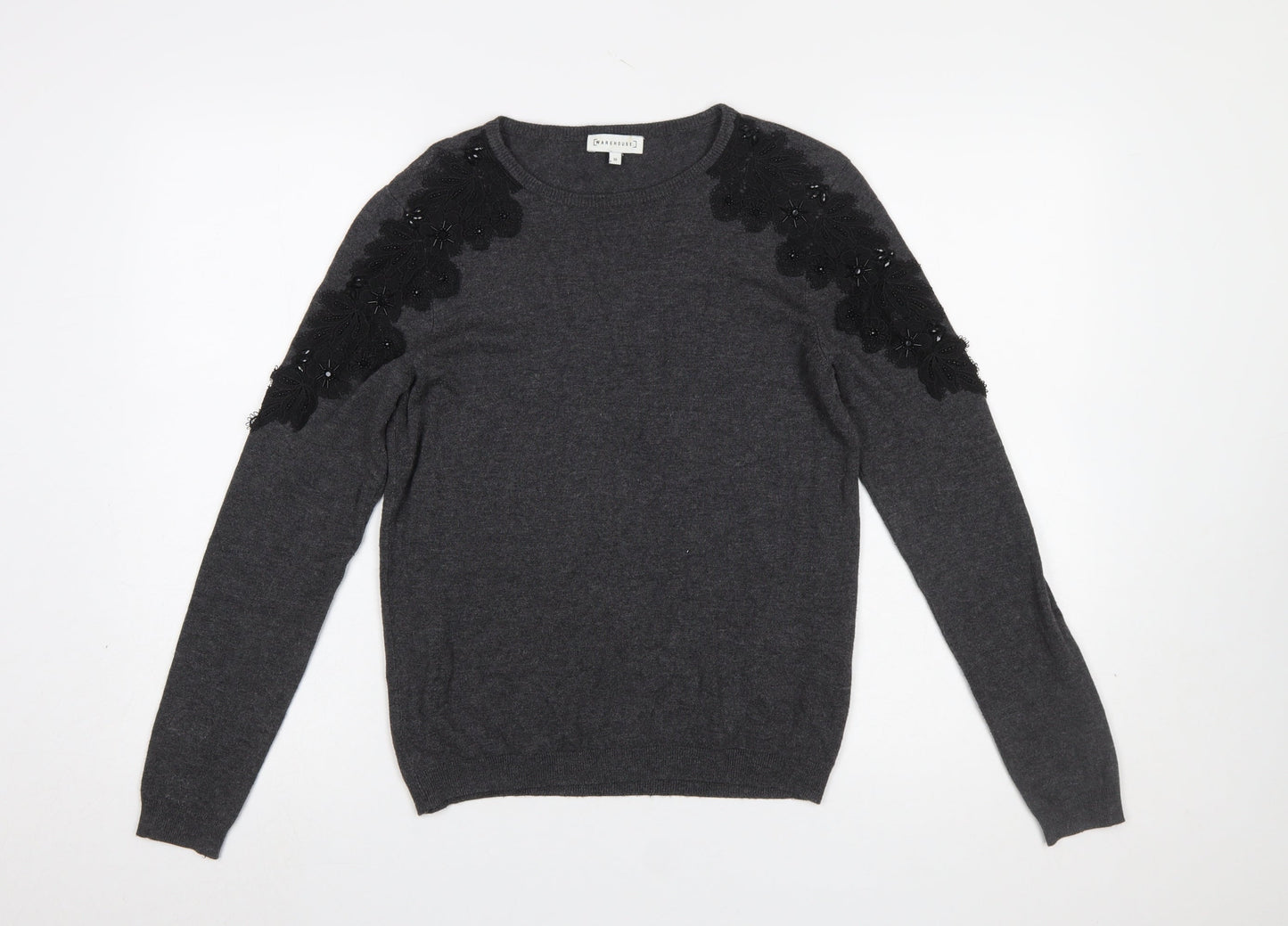 Womens UK Size 10 Warehouse Grey Pullover Jumper