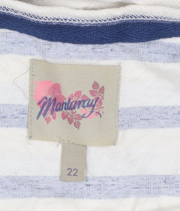 Womens UK Size 22 Mantaray Blue Basic T-Shirt