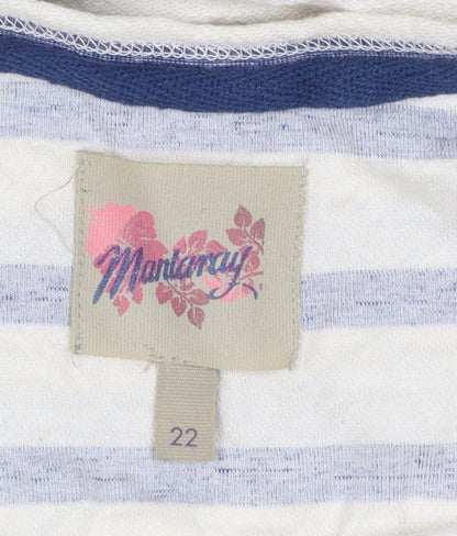 Womens UK Size 22 Mantaray Blue Basic T-Shirt