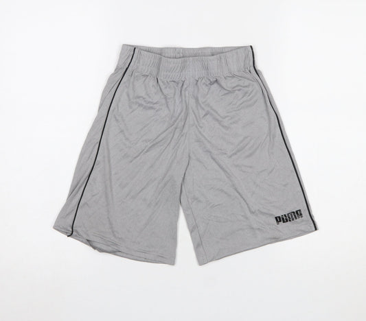 Puma Boys Grey 10-12 Years Athletic Jersey Sports Shorts