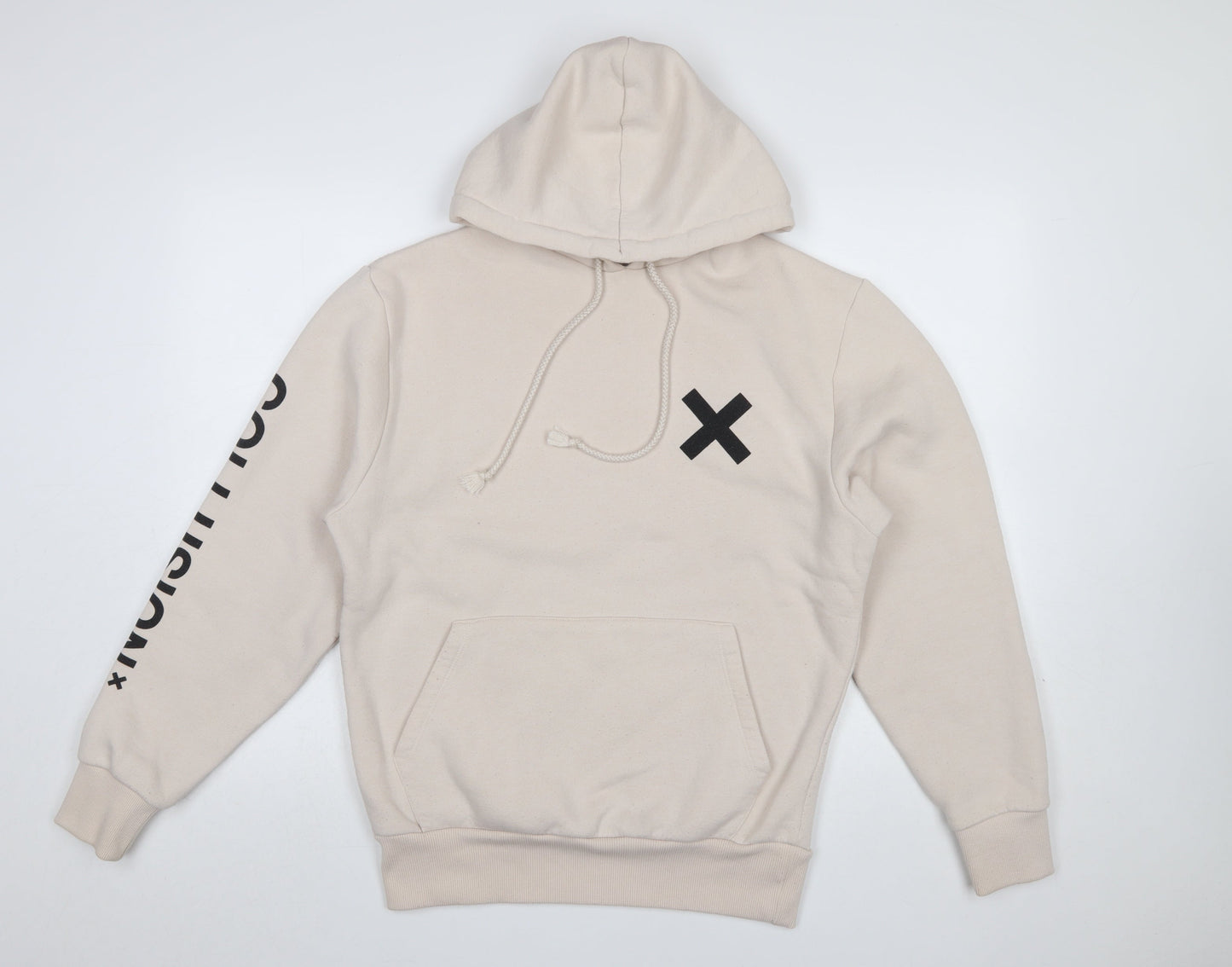 Mens UK Size XS COLLUSION Beige Pullover Hoodie