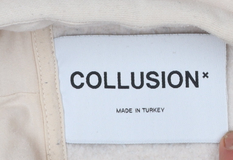 Mens UK Size XS COLLUSION Beige Pullover Hoodie