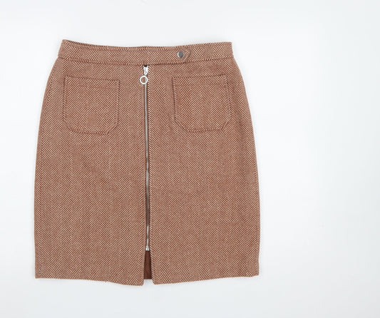 Womens UK Size L VERO MODA Straight & Pencil Tweed Skirt
