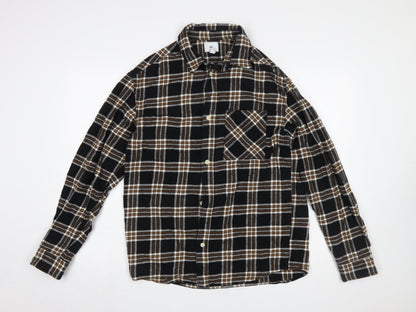 H&M Men’s Black Checked Flannel Relaxed Fit Shirt Size S