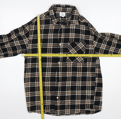 H&M Men’s Black Checked Flannel Relaxed Fit Shirt Size S