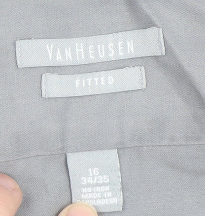 Mens UK Collar Size 16 Van Heusen Smart Grey  Dress Shirt