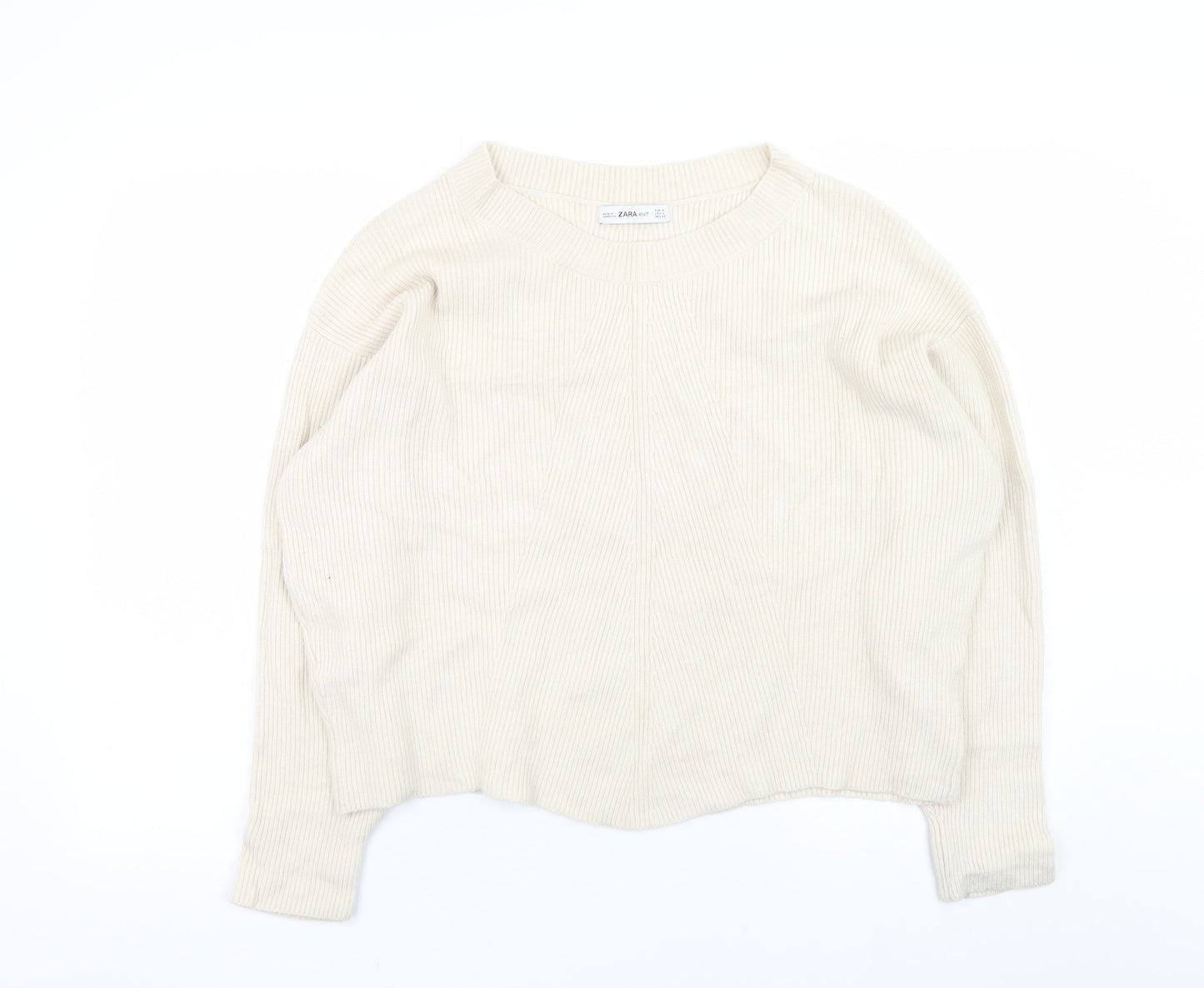 Womens UK Size S Zara Beige Pullover Jumper
