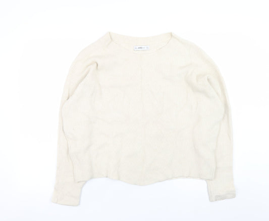 Womens UK Size S Zara Beige Pullover Jumper