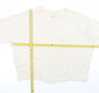 Womens UK Size S Zara Beige Pullover Jumper