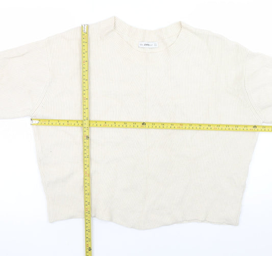 Womens UK Size S Zara Beige Pullover Jumper