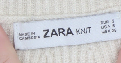 Womens UK Size S Zara Beige Pullover Jumper
