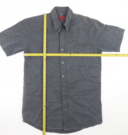 Burton Menswear Grey Short Sleeve Button-Up Shirt Size S