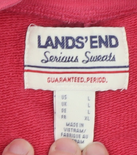 Mens UK Size L Lands' End Pink Pullover Sweatshirt