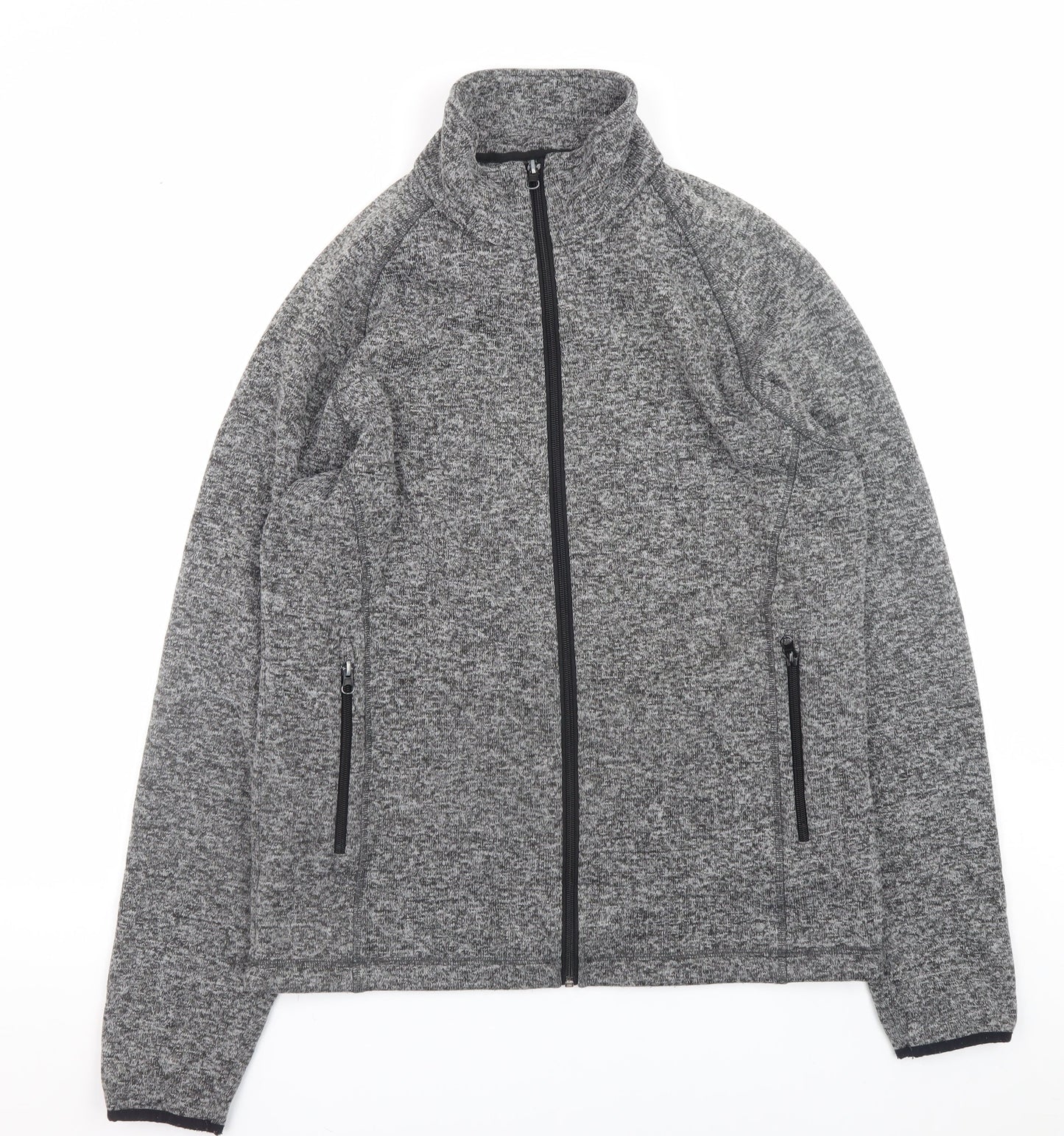 Mens UK Size L Black Blue Grey Full Zip Sweatshirt