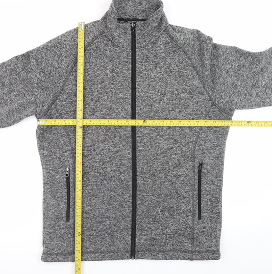 Mens UK Size L Black Blue Grey Full Zip Sweatshirt