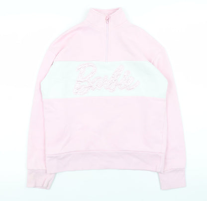 Barbie Girls Pink 11-12 Years Half Zip Fleece Sweatshirt