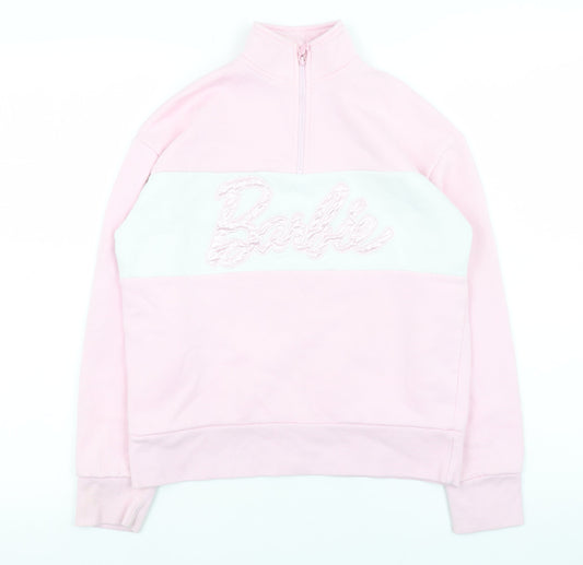 Barbie Girls Pink 11-12 Years Half Zip Fleece Sweatshirt