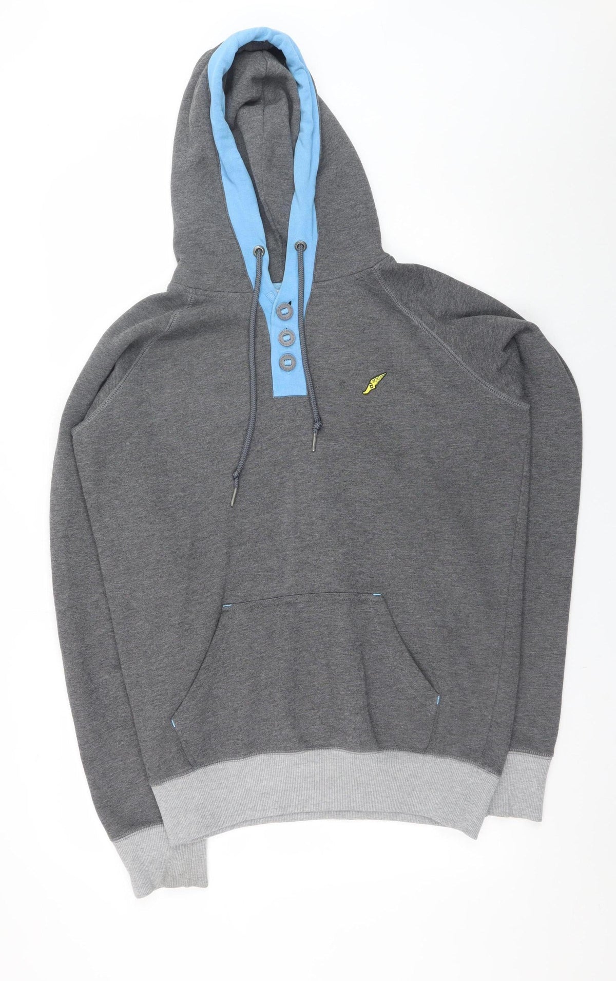 Mens UK Size L Brookhaven Grey Henley Hoodie