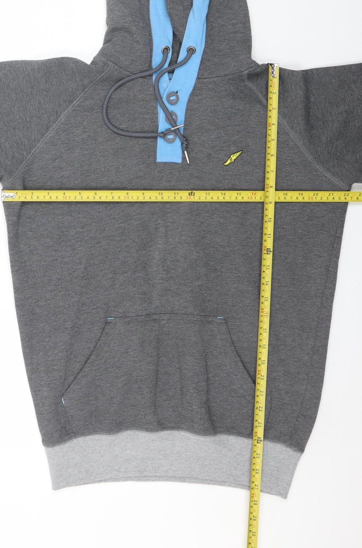 Mens UK Size L Brookhaven Grey Henley Hoodie