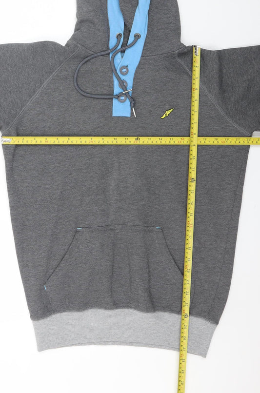 Mens UK Size L Brookhaven Grey Henley Hoodie