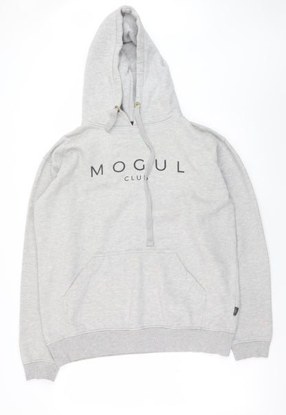 Mens UK Size L Mogul Club Grey Pullover Hoodie