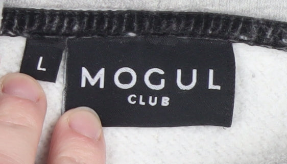 Mens UK Size L Mogul Club Grey Pullover Hoodie
