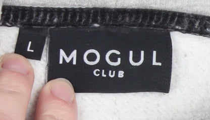 Mens UK Size L Mogul Club Grey Pullover Hoodie