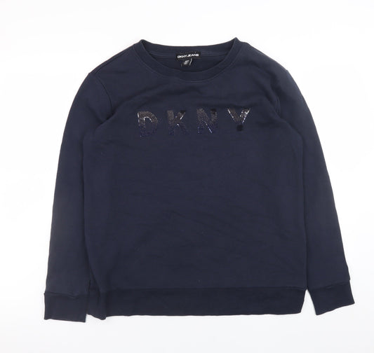 Womens UK Size S DKNY Blue Pullover Sweatshirt