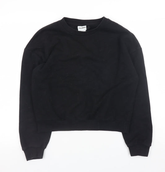 Womens UK Size S Pull&Bear Black Pullover Sweatshirt
