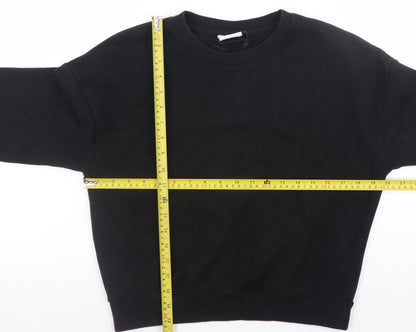 Womens UK Size S Pull&Bear Black Pullover Sweatshirt