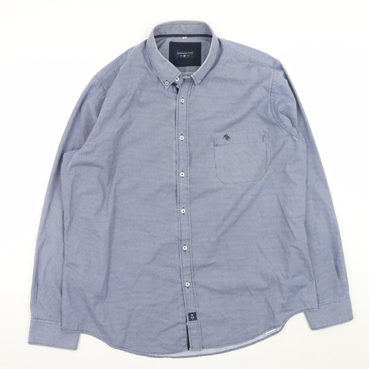 Creaciones GPA Men’s Blue Geometric Button-Down Long Sleeve Shirt Size L