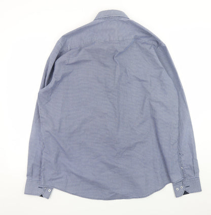 Creaciones GPA Men’s Blue Geometric Button-Down Long Sleeve Shirt Size L