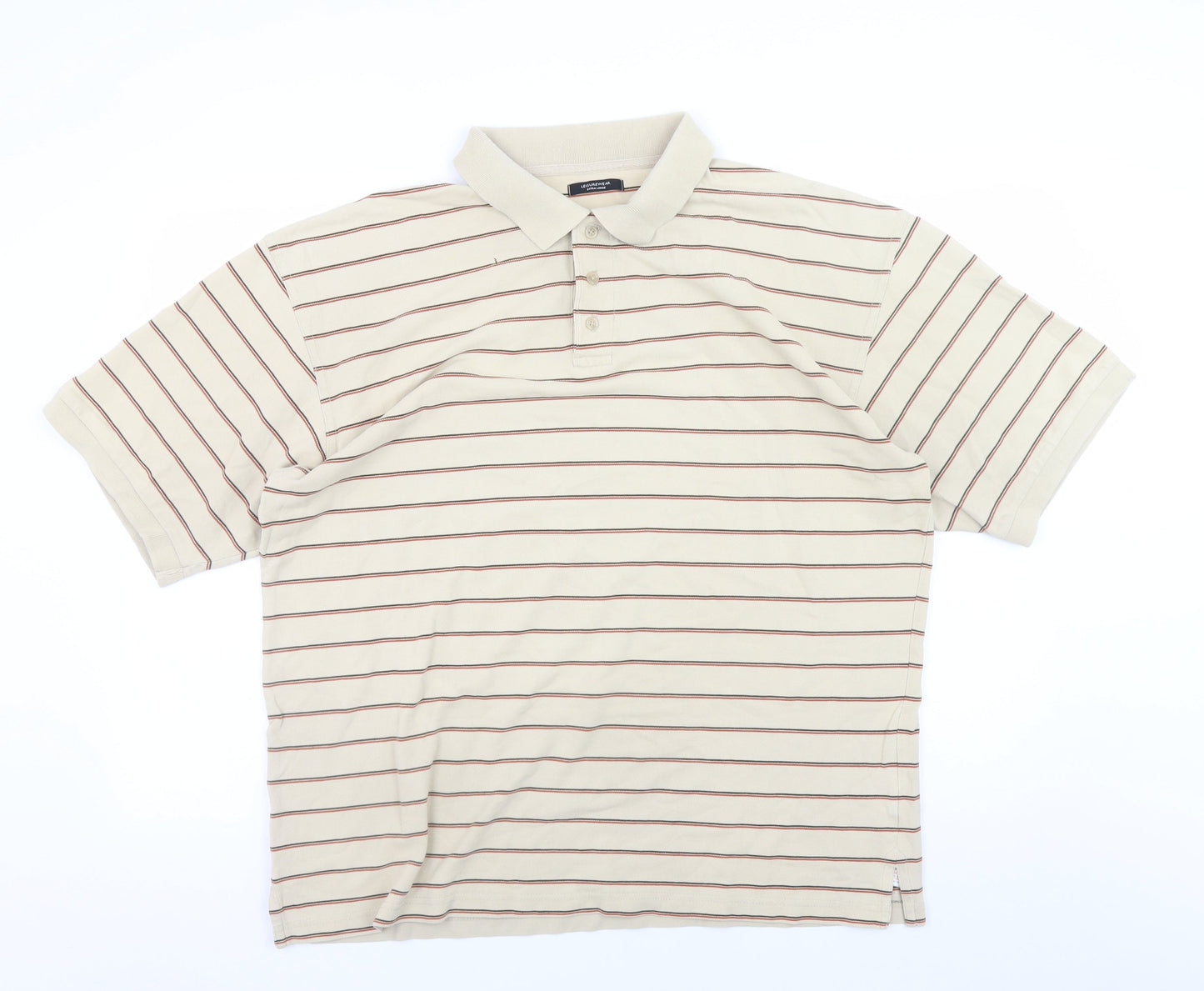 Leisurewear Men's Beige Striped Polo Shirt XL Cotton Blend