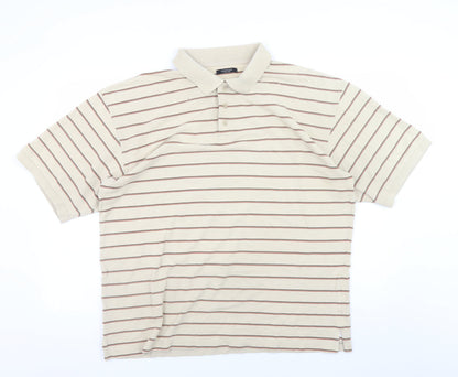 Leisurewear Men's Beige Striped Polo Shirt XL Cotton Blend