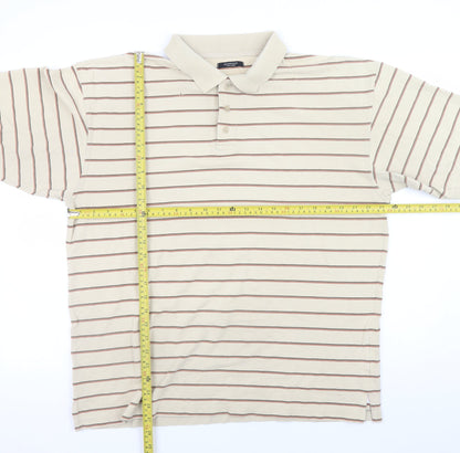 Leisurewear Men's Beige Striped Polo Shirt XL Cotton Blend