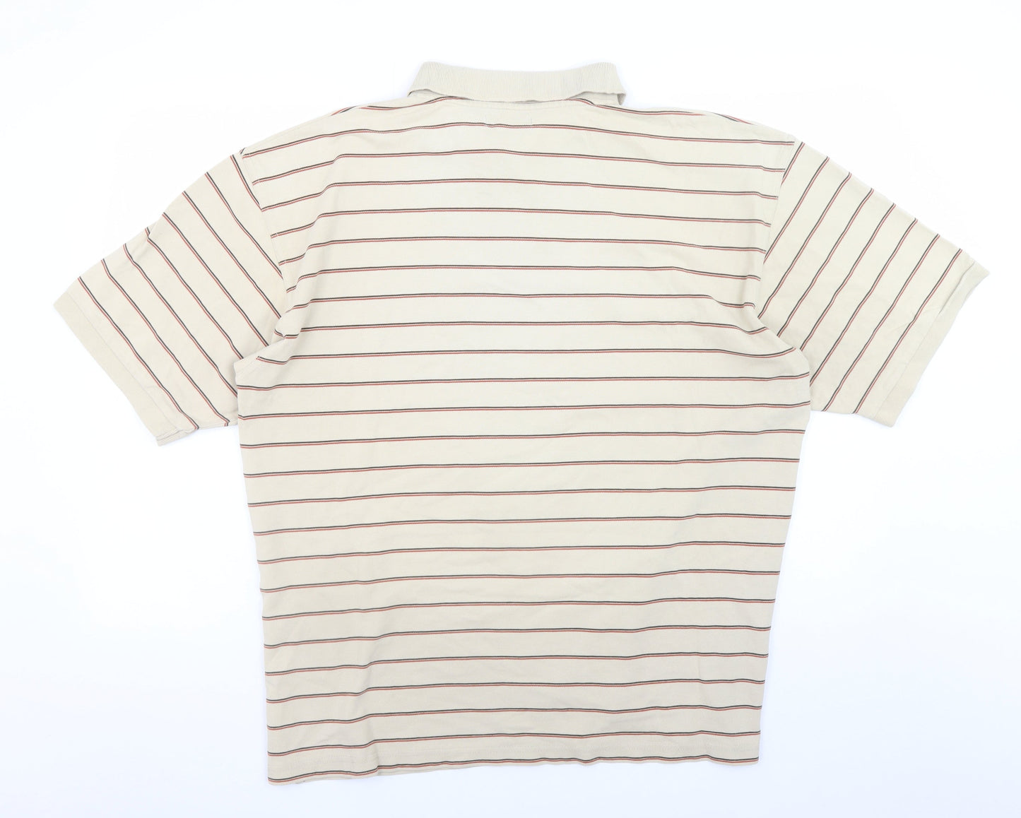 Leisurewear Men's Beige Striped Polo Shirt XL Cotton Blend