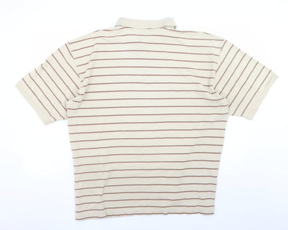 Leisurewear Men's Beige Striped Polo Shirt XL Cotton Blend