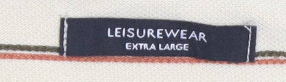 Leisurewear Men's Beige Striped Polo Shirt XL Cotton Blend