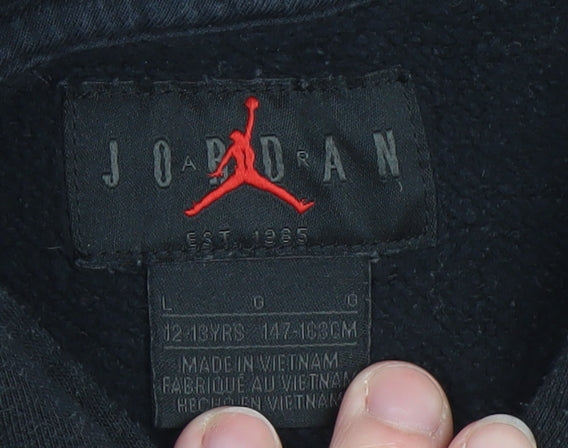 Boys UK Size 12-13 Years Jordan Black Pullover Hoodie