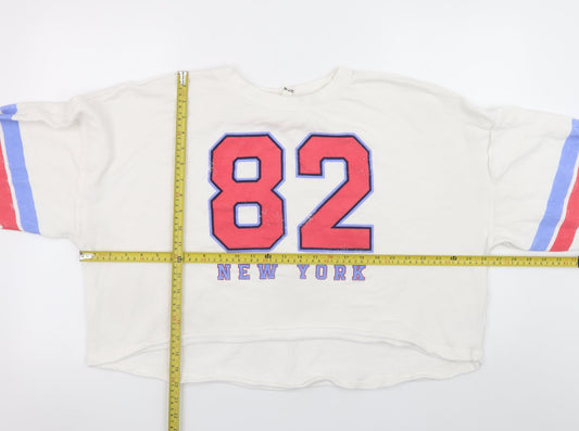 Womens UK Size M River Island White Pullover Sweatshirt