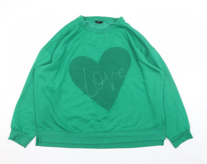 Womens UK Size 18 M&Co Green Pullover Sweatshirt