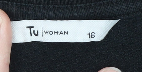 Tu Woman Black Studded Pullover Sweatshirt Size 16
