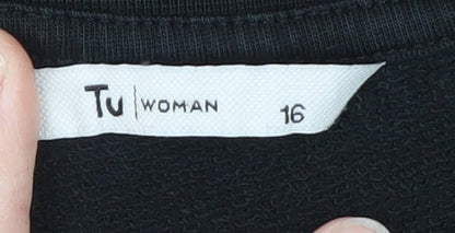 Tu Woman Black Studded Pullover Sweatshirt Size 16
