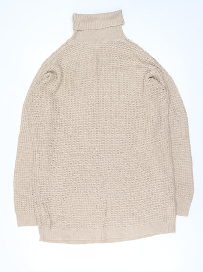 Missguided Women’s Beige Roll Neck Chunky Knit Jumper Size 10/12